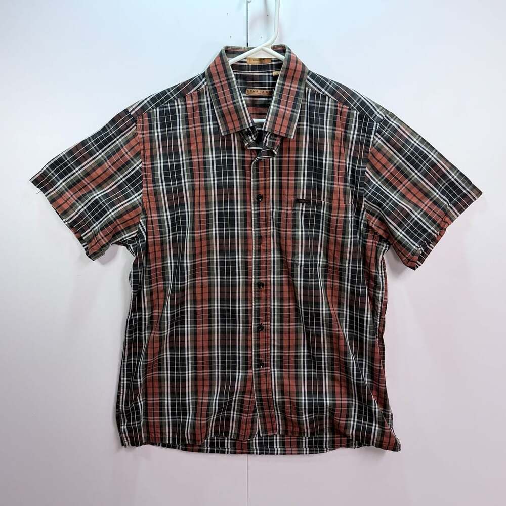 Fariani Italy 100% Cotton Short Sleeve Plaid Button-Down Shirt